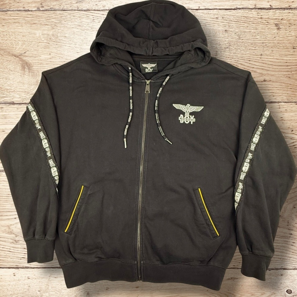 BOY LONDON Hoodie Zip Jacket Eagle Graphic "Leave The‎ Boy Alone" Print Size M